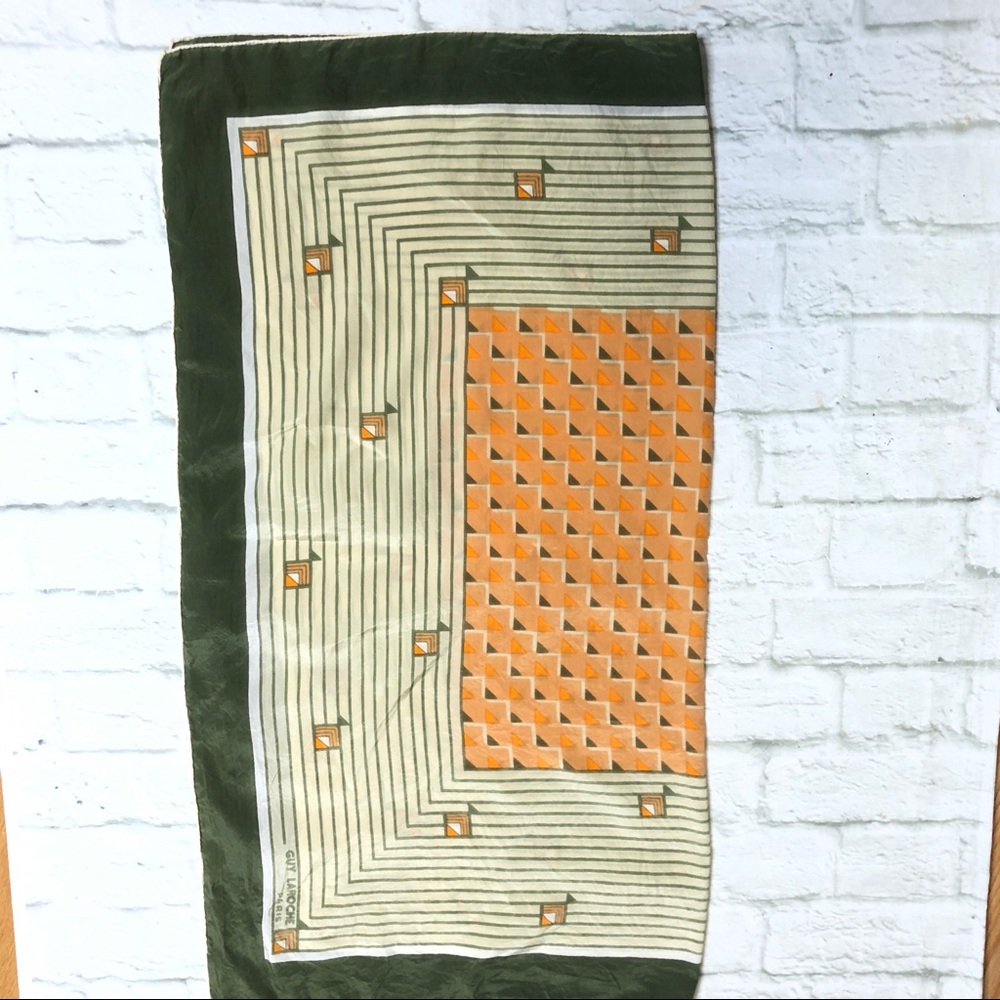 Guy Laroche Paris silk vintage Art Deco scarf - Picture 5 of 8